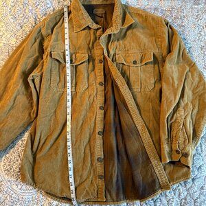 Faded Glory Shirt Men's L Brown Corduroy Button Up Flannel Pockets Outdoor